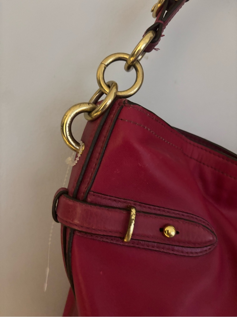 Coach Red Leather Shoulder Bag with Gold Hardware - Picture 3 of 9